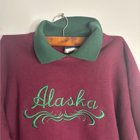 Vintage Lee men's pullover sweater in color burgundy and green size L - Picture 2 of 6